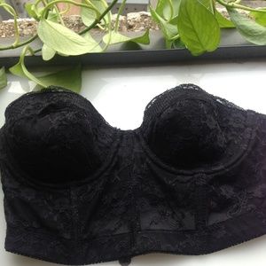 F21 black strapless longline bustier